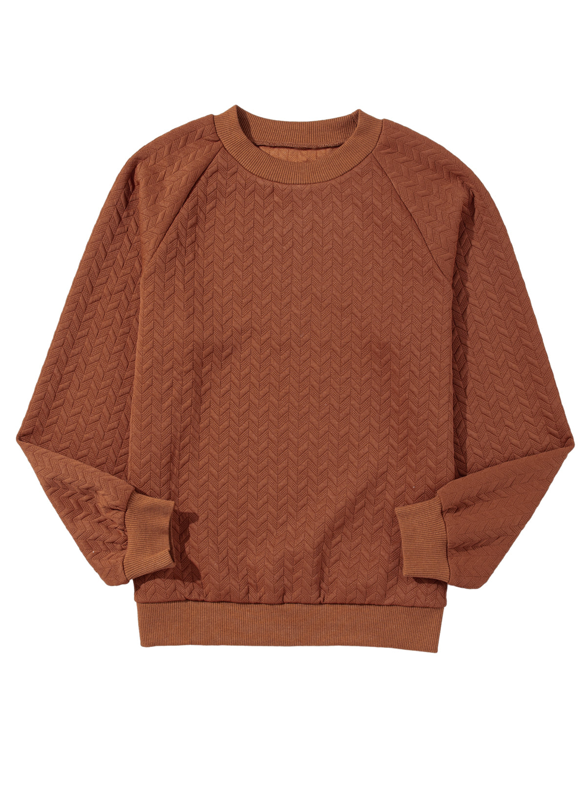 Sweat-shirt à manches raglan texturé uni marron