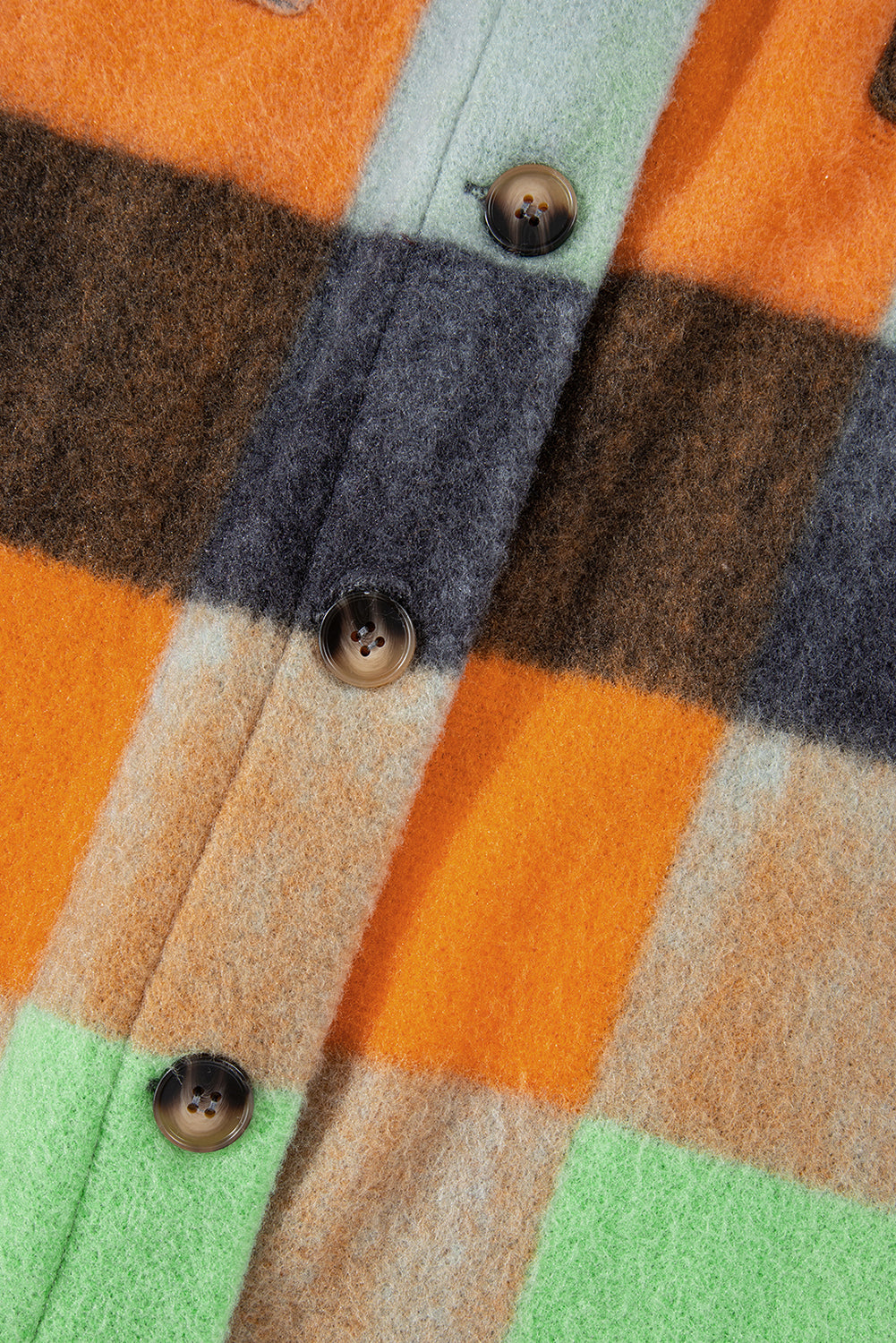 Orange Plaid Druckklappe Pocket Long Jacke