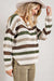 Striped crochet openwork knit sweater