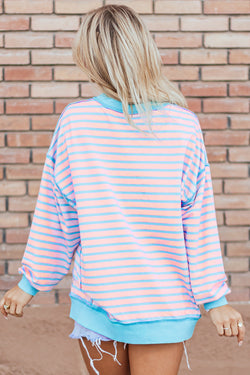 High-lower tunic-tunic sweatshirt with contrasting stripes *