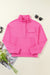 Vintage Hot Pink Mineral Wash Half Button Collar Sweatshirt