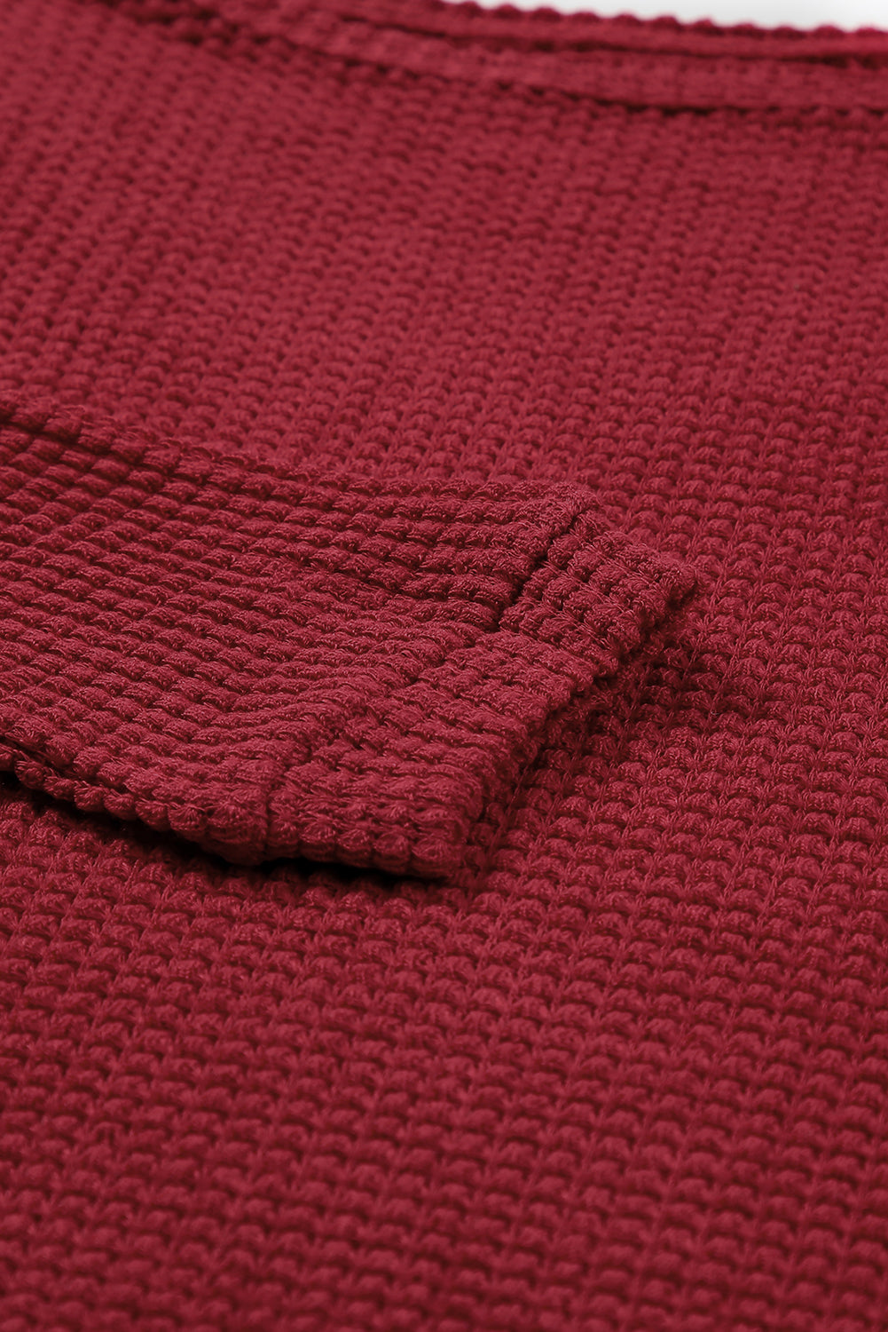 Haut à manches longues en tricot gaufré rouge vif