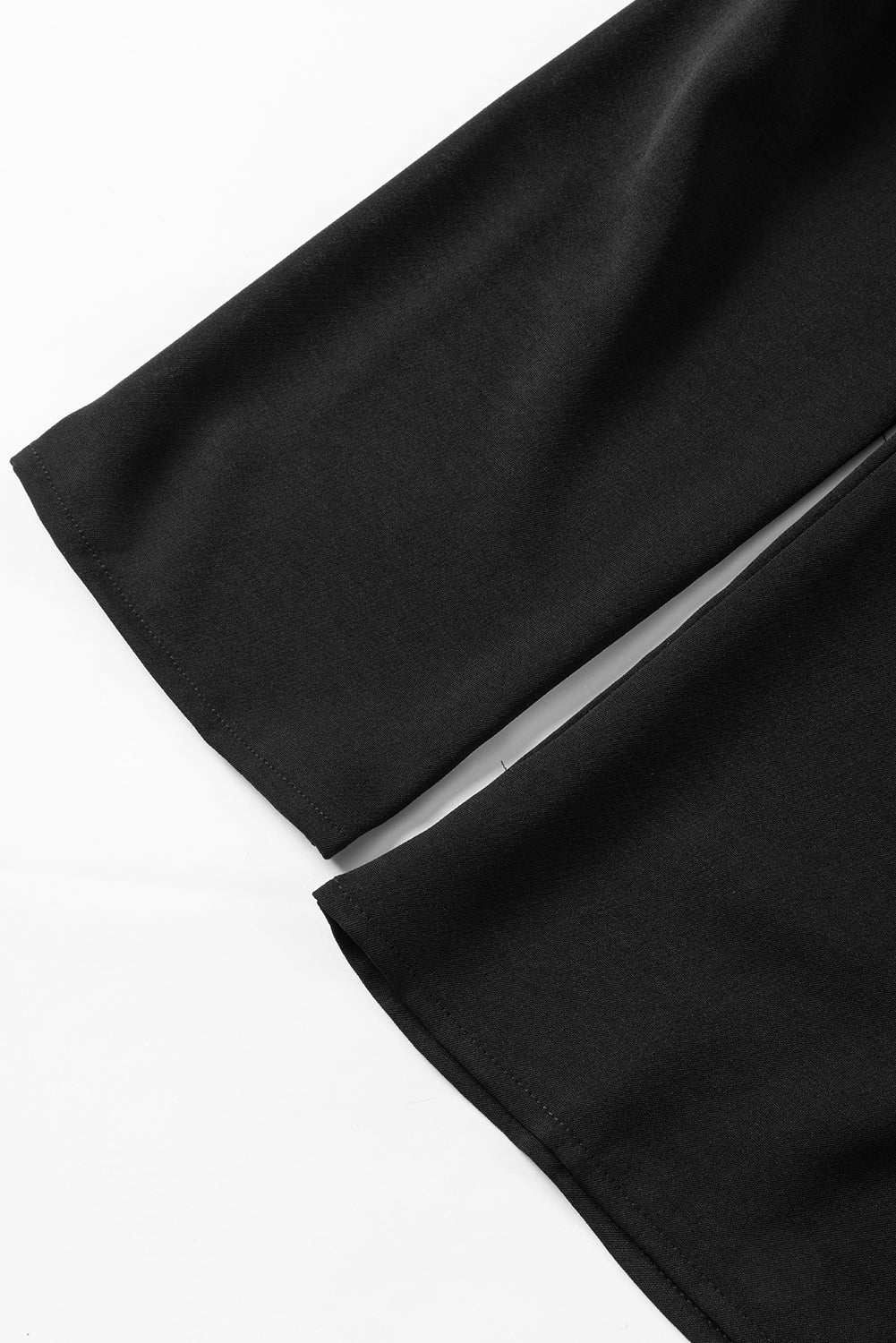 Black Roll -up -Ärmelgenähte Detail Bluse