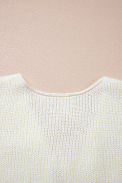 Gilet pull beige à lacets et col en V sur le devant *