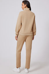 Uneed semi-bottom sweatshirt-shirt and high-waisted supervising pants