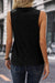 Textured black tank top with split collar *