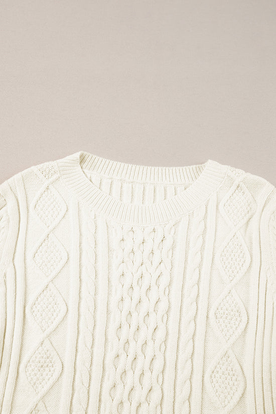 Short sweater in white twisted mesh