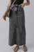 Dark gray long waist skirt with raw hem and slot in the back