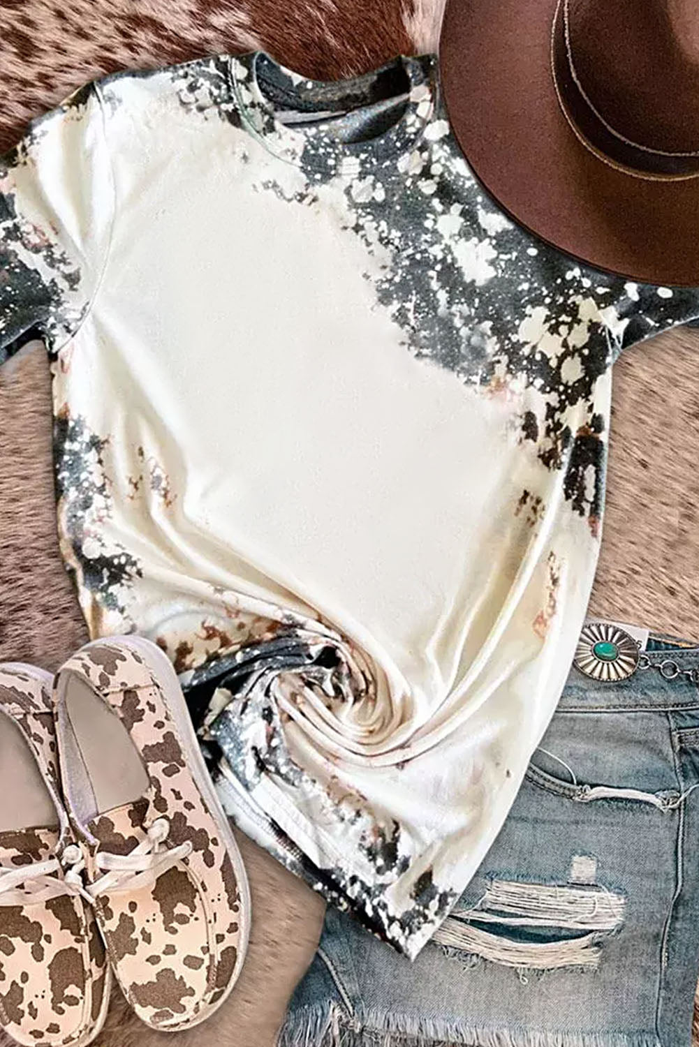 Western gray-fashioned whiten t-shirt