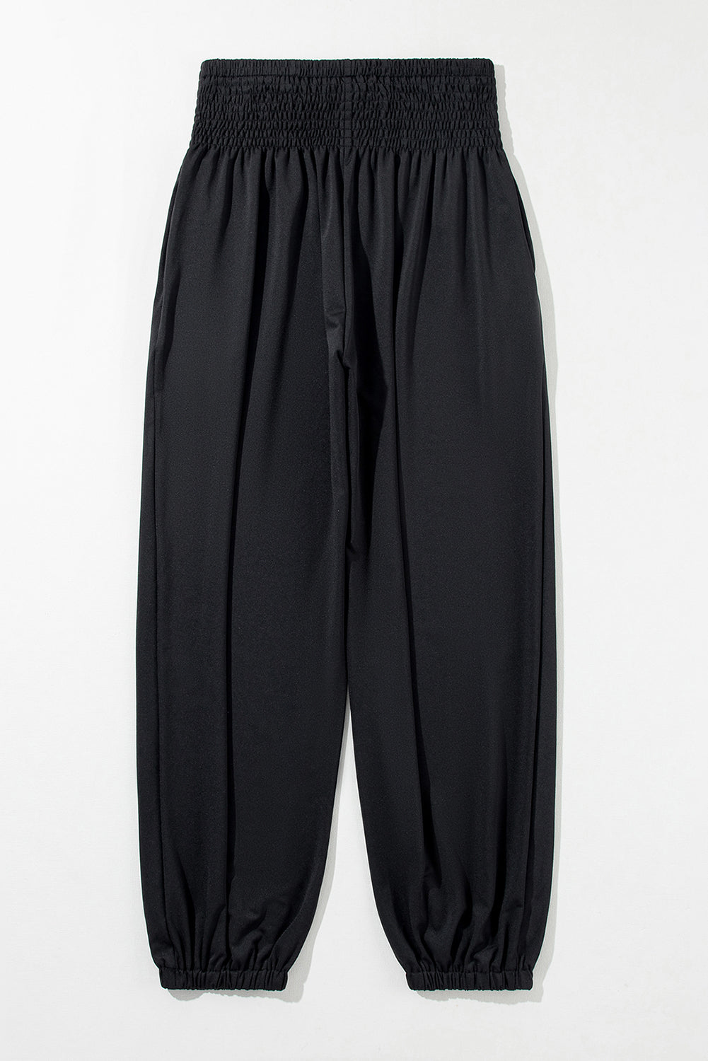 Pantalon de jogging taille haute smocké noir