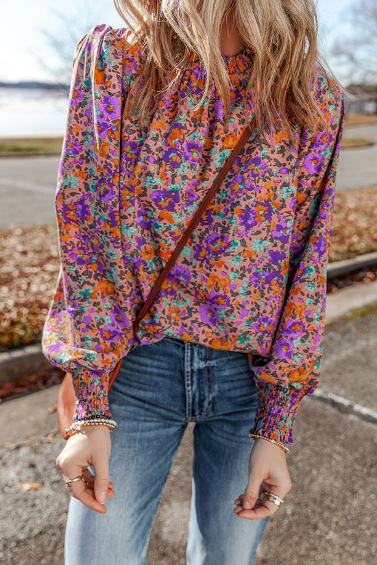 Violet blouse with floral print *