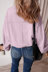 Sweat-shirt à épaules tombantes et manches chauve-souris avec coutures apparentes et pétales d'orchidées