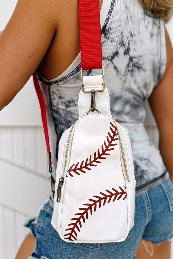 Zipped strap bag PU leather with red ball pattern