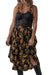 Elastic printed floral ruffle skirt and black buttons