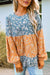 Orange blouse with flowers and color blocks *