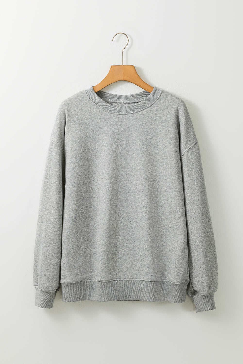 Grey Solid Classic Classic Pullover Felpa