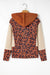 Léopard hoodie in brown textured knitting