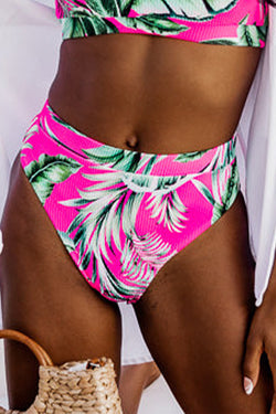 Medias de bikini texturizadas con estampado tropical rosa