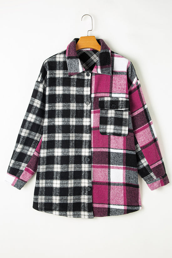 Ample black checkered jacket Color Block *