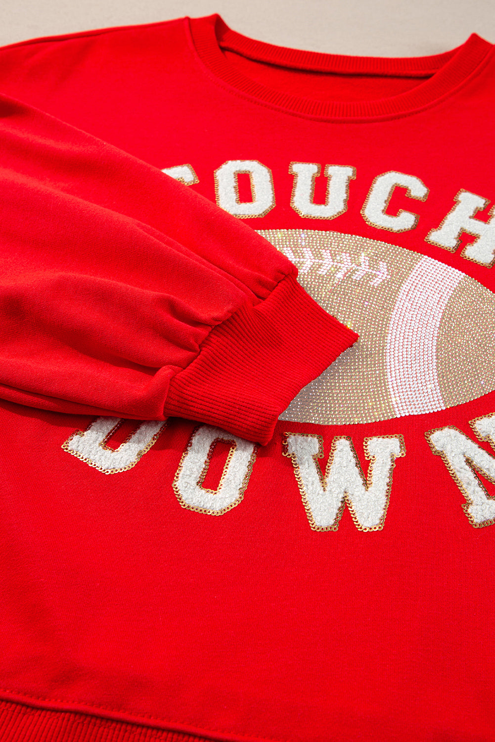 Sweat-shirt à capuche avec graphique de football TOUCH DOWN rouge ardent