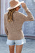 Khaki waffle V-neck sweater