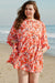 Robe mi-longue orange à imprimé floral, grande taille *