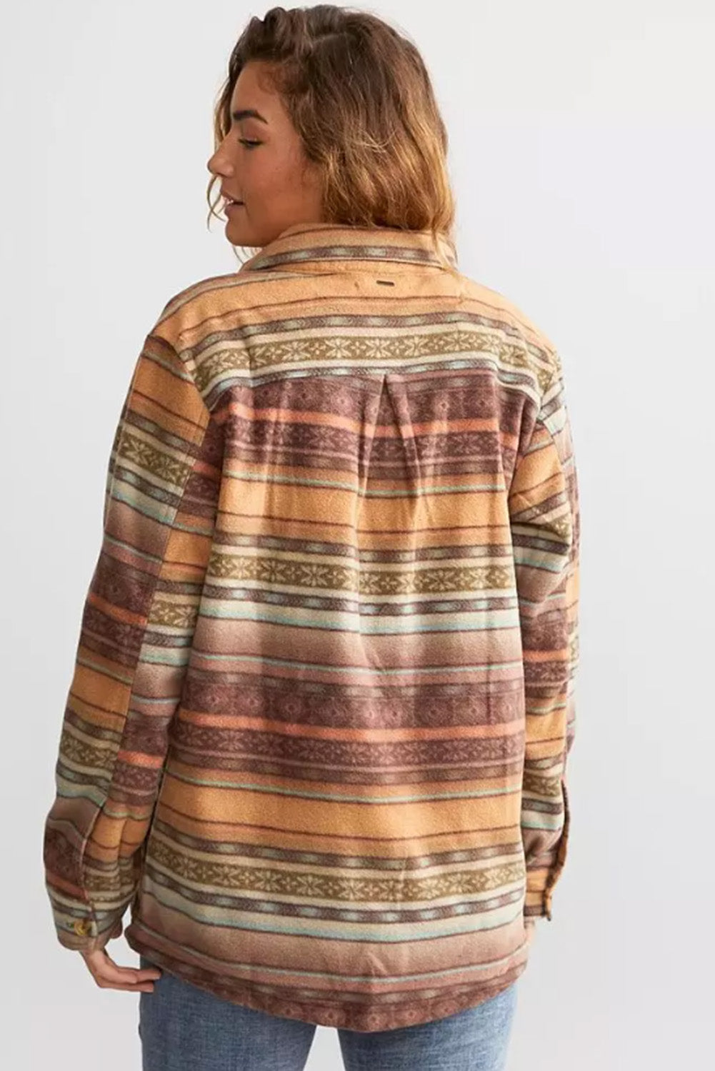 Brown Western Print Fleece Shacket