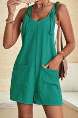 Combi-short texturée à poches et bretelles réglables-A WOMAN WE LOVE