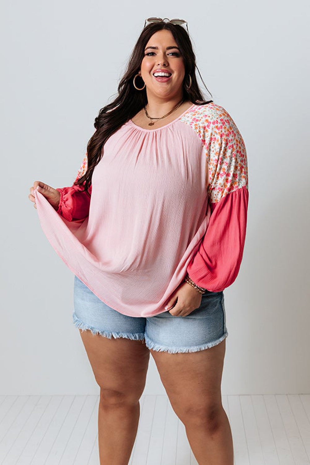 Chemisier patchwork floral contrasté *-A WOMAN WE LOVE