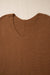 Pull ample en tricot côtelé camel à manches tombantes et col en V