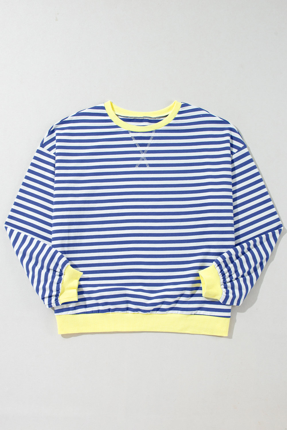 Stripe blu Stripe Oversize Contrast Taschet Pullover Felpa