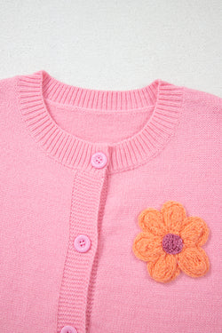 Cardigan Pink buttoned with floral pattern *