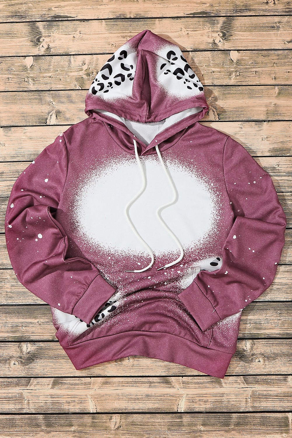 Leopardo Tie Dye Print Kangaroo Pocket Plever Hoodie