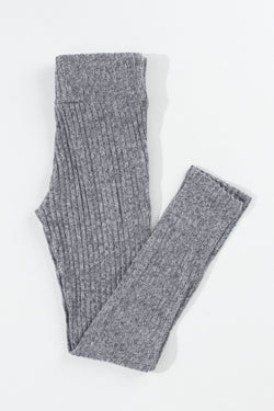 Grey Wide Waist Ribbed Textured Knit Leggings