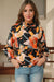 Black blouse with stand -up collar and floral print