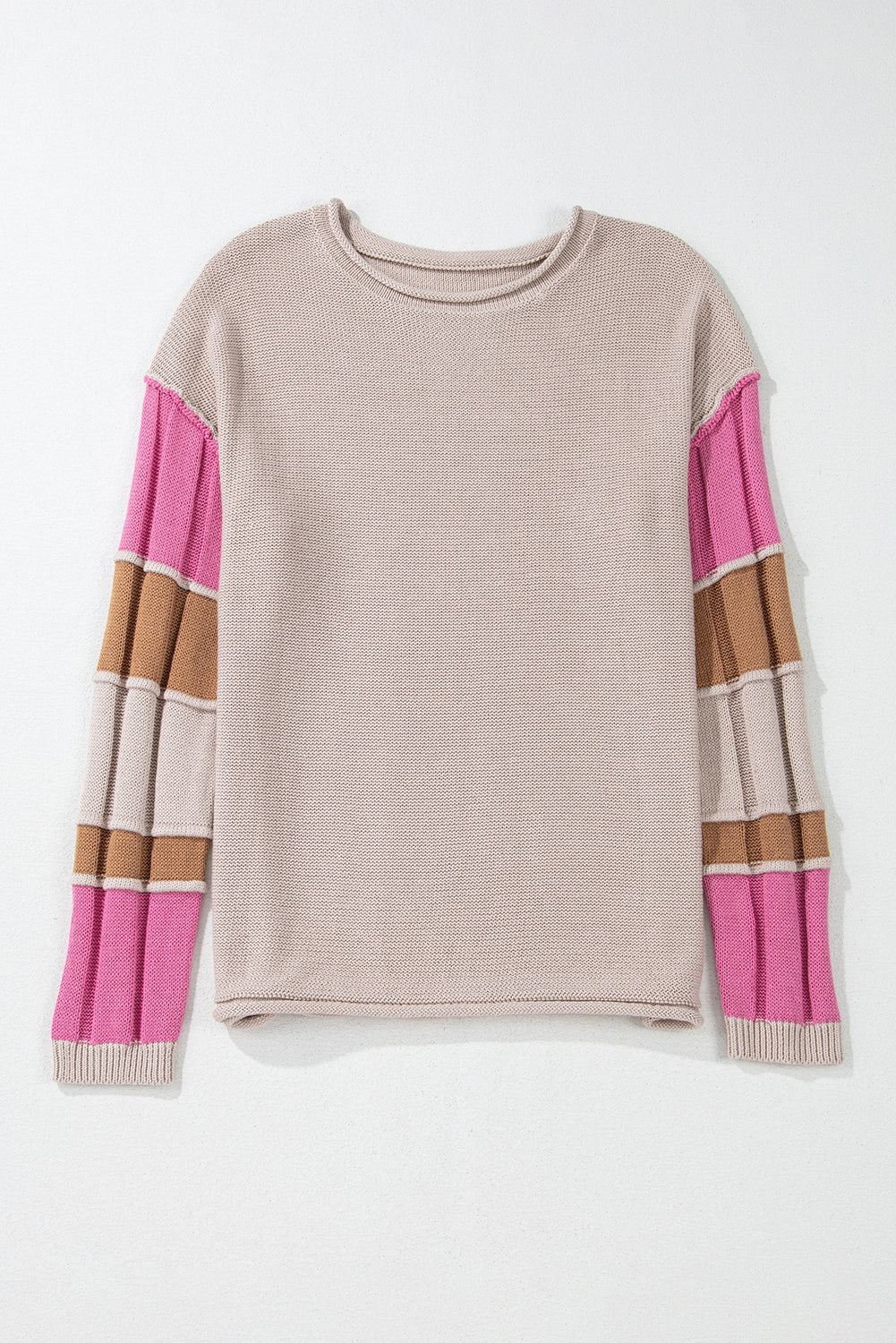 Simplement taupe colorblock couloir exposé pull rond