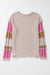 Pull col rond Simply Taupe color block à coutures apparentes