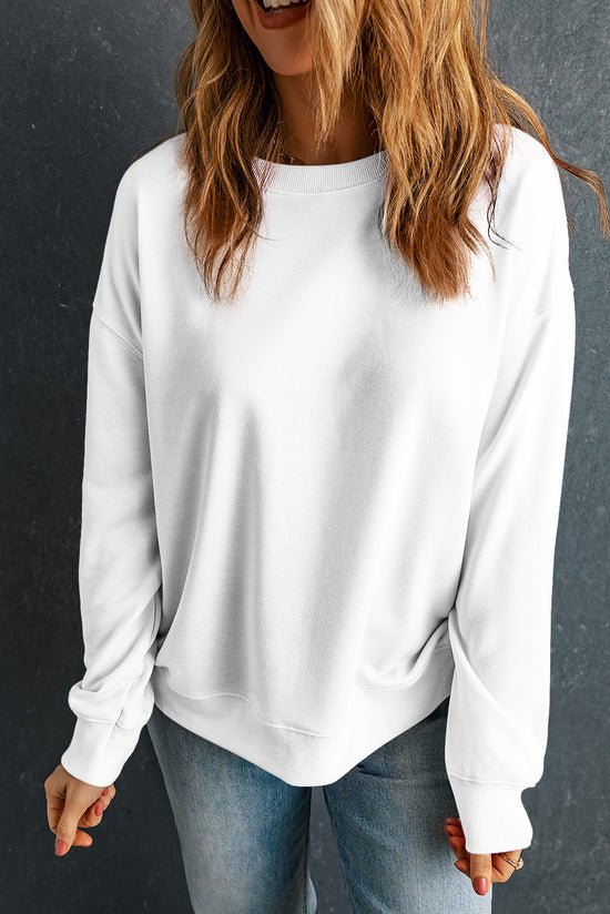 Classic plain beige crew neck sweatshirt