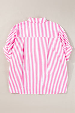 Oversize shirt with pink stripes *