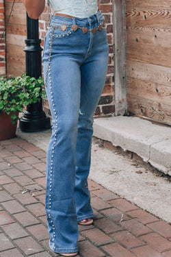 Twilight Blue Pearl Bootcut Denim Jeans