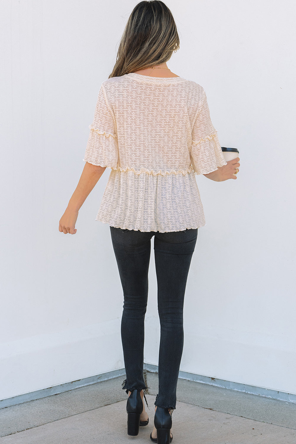 Beige blouse with short sleeves *