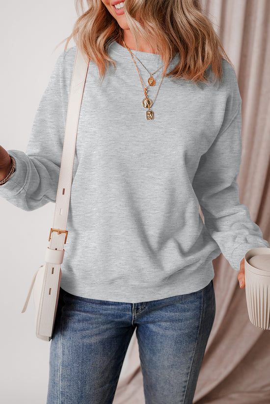 Grey Terry Drop Shoulder Sweatshirt with Solid Fleece Lining