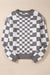 Gray sweater checkered and drooping shoulders, round neck