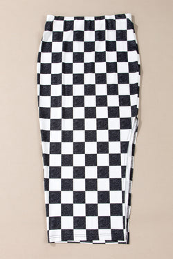 Mid-long high-waist skirt checkered *