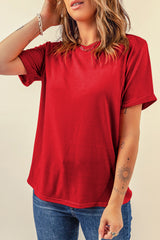Camiseta roja de color rojo sin redondo