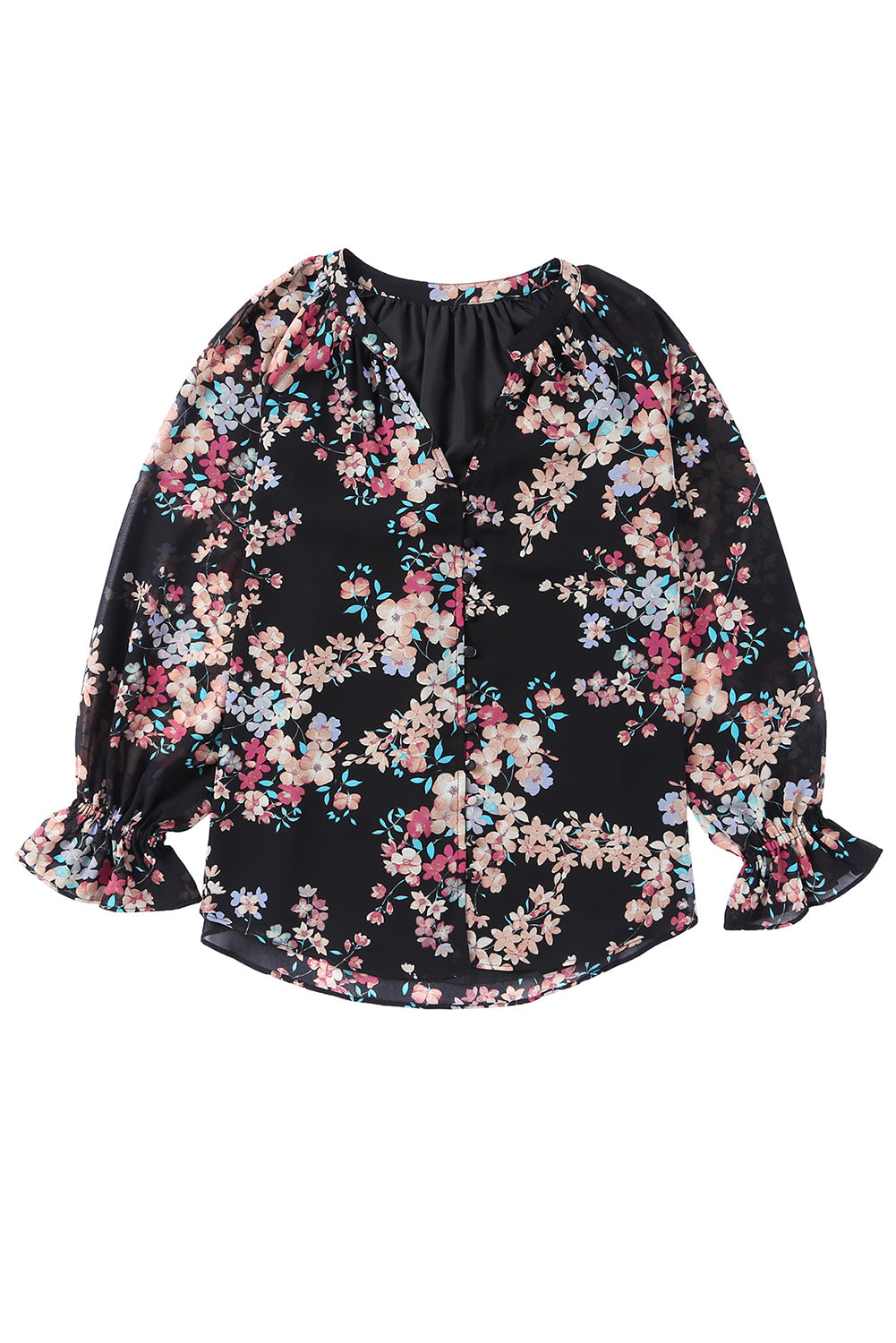 Blouse de mousseline imprimé Black Wildflower