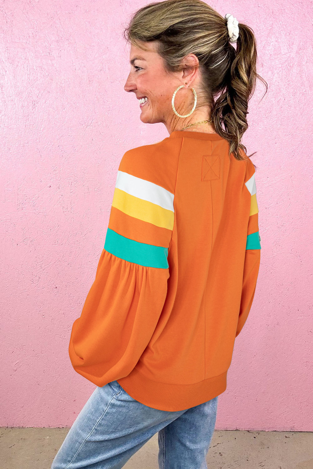 Sweat-shirt raglan à manches color block et coutures apparentes Flamingo