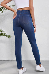Jean décontracté en tricot extensible délavé *
