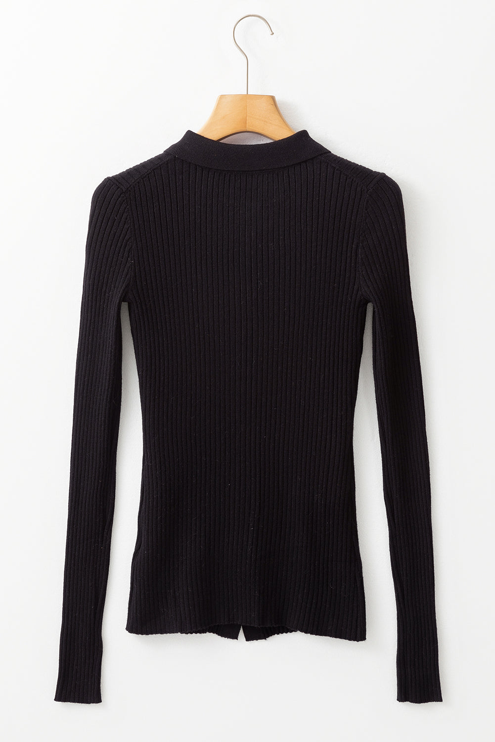 Cardigan pull coupe slim à col en tricot côtelé noir-A WOMAN WE LOVE