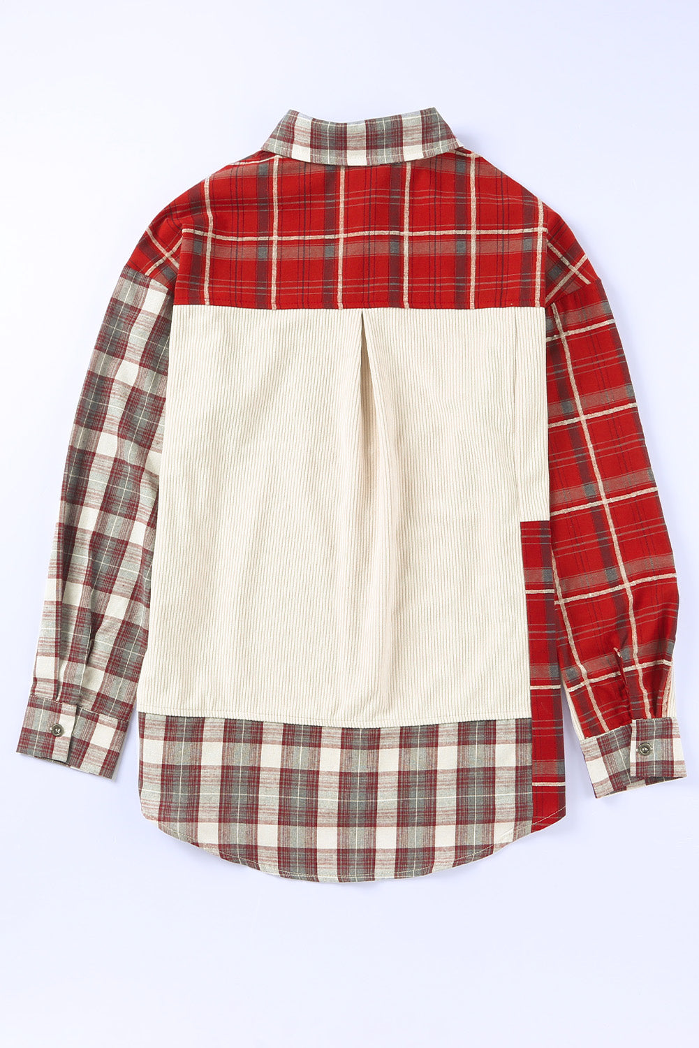 Plaid Corduroy Patchwork Shacket